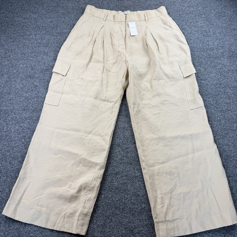 Abercrombie‎ & Fitch Wide Leg Cargo Pants Beige 31S NWT